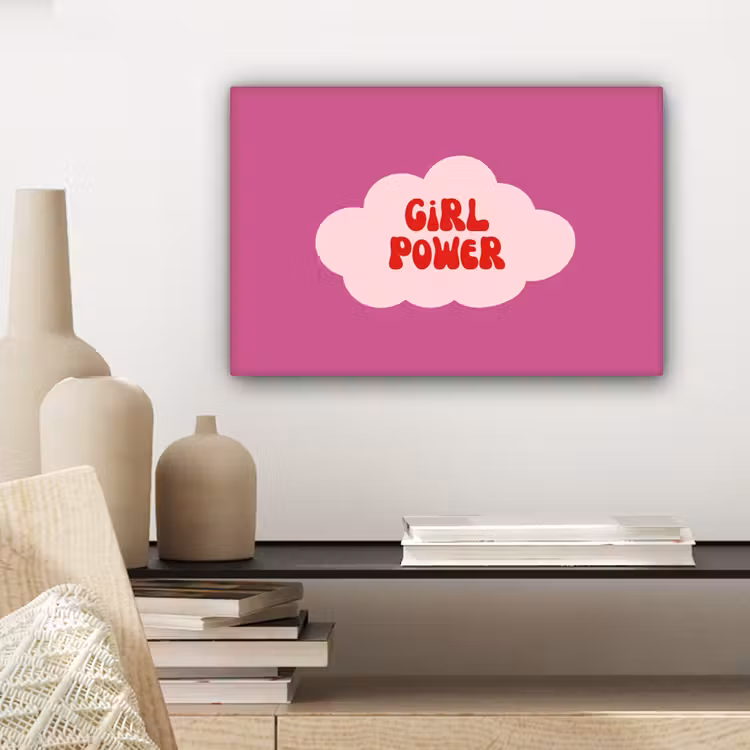 Girl power - Wolk - Roze canvas 2cm klein -uniquesellingpoint_afwerking-onlywow_DE