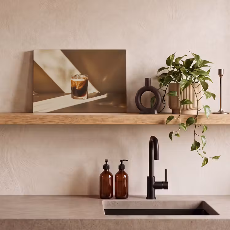 Glas - Ijskoffie - Schaduw - Bruin canvas 2cm klein -sfeer3