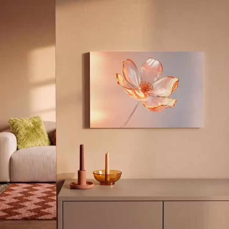 Glazen - Bloem - Roze canvas 2cm klein -sfeer1