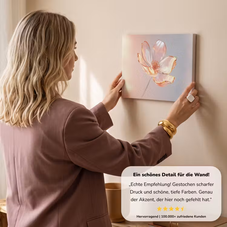 Glazen - Bloem - Roze canvas 2cm klein -sfeer3