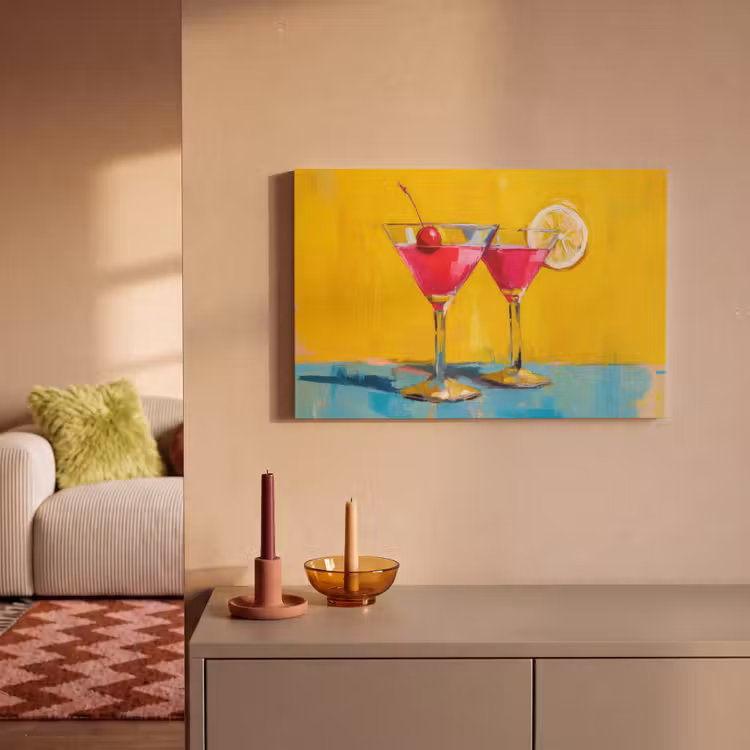 Glazen - Cocktail - Citroen - Kers canvas 2cm klein -sfeer1