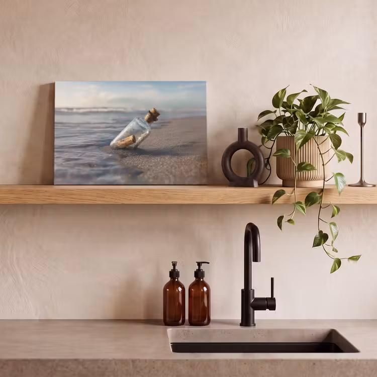 Glazenfles - Post - Zee - Zand canvas 2cm klein -sfeer3