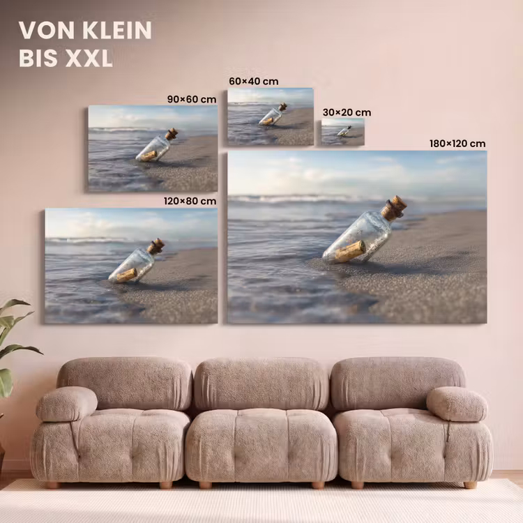 Glazenfles - Post - Zee - Zand canvas 2cm klein -Xsfeer8_DE
