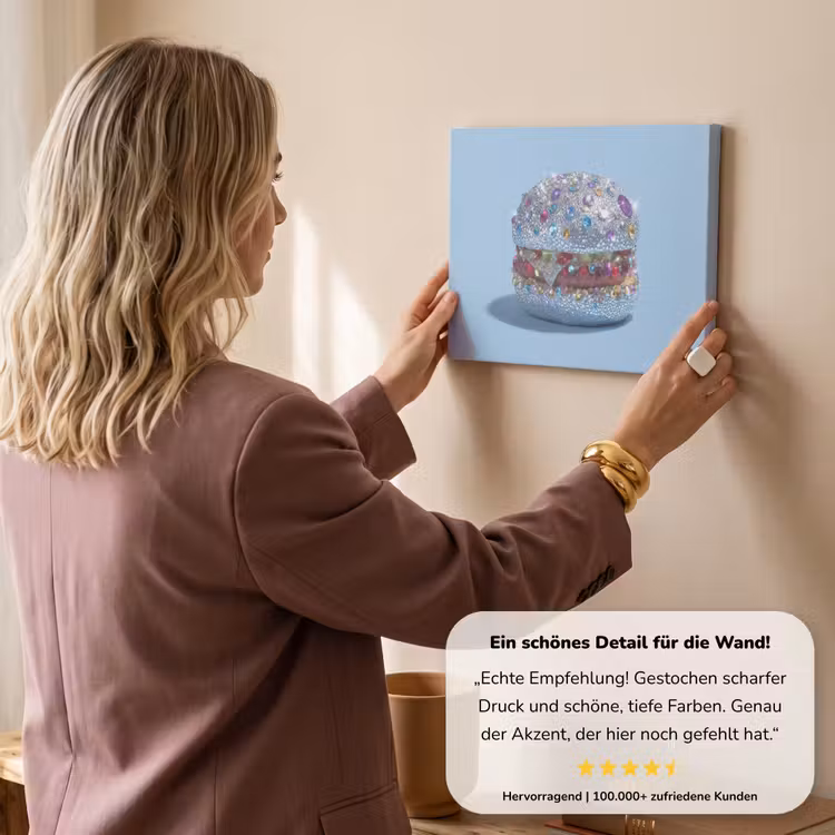 Glitters - Hamburger - Blauw canvas 2cm klein -sfeer3