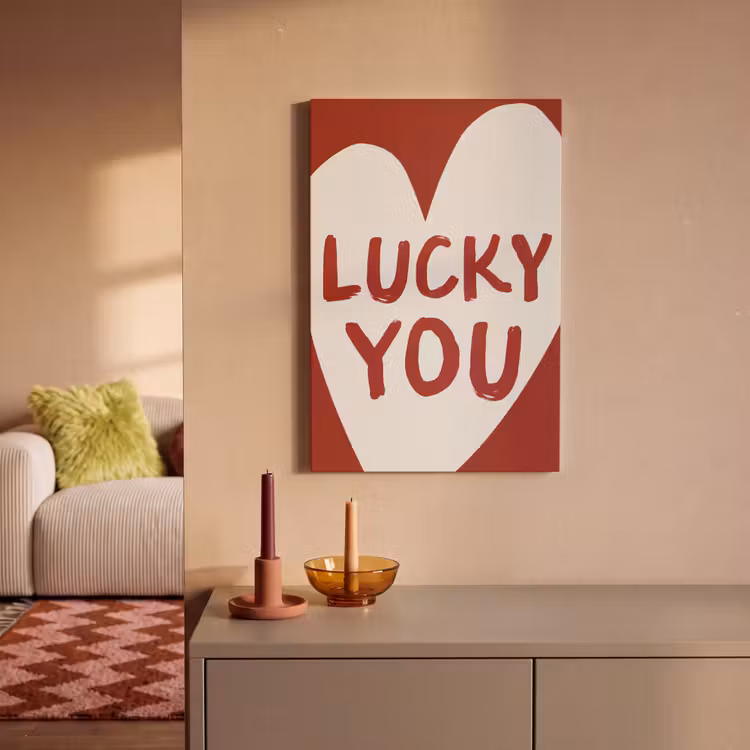 Lucky - Hart - Rood canvas 2cm klein -sfeer1