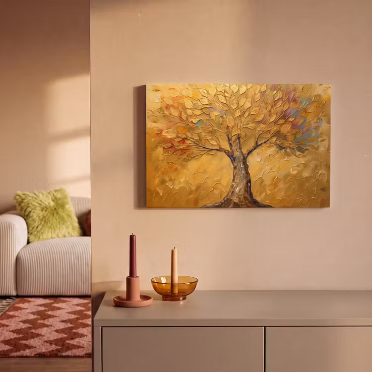 Goud - Boom - Abstract - Modern canvas 2cm klein -sfeer1