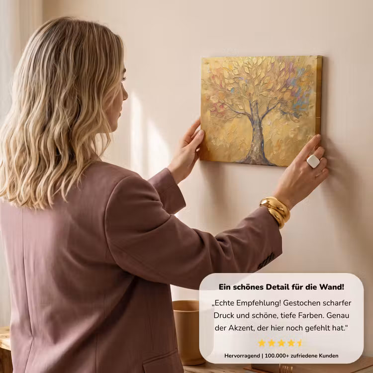 Goud - Boom - Abstract - Modern canvas 2cm klein -sfeer3