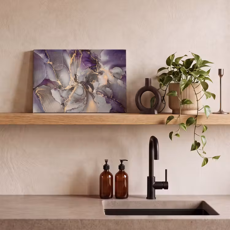 Goud - Paars - Marmer canvas 2cm klein -sfeer6
