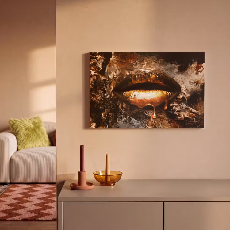Goud - Lippen - Kunst canvas 2cm klein -sfeer1