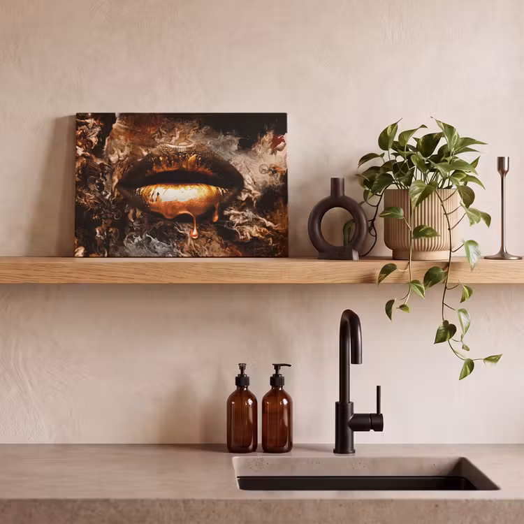 Goud - Lippen - Kunst canvas 2cm klein -sfeer3