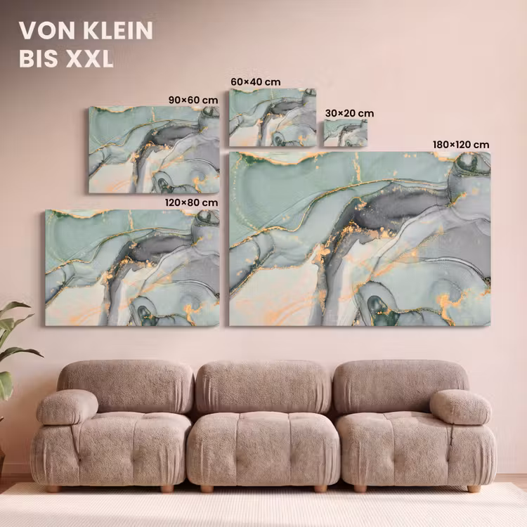 Goud - Marmer - Groen - luxe - Glitter - Marmerlook canvas 2cm klein -Xsfeer8_DE
