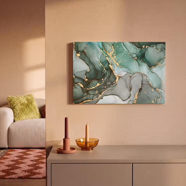 Goud - Marmer - Groen - Luxe - Marmerlook - Grijs canvas 2cm klein -sfeer1