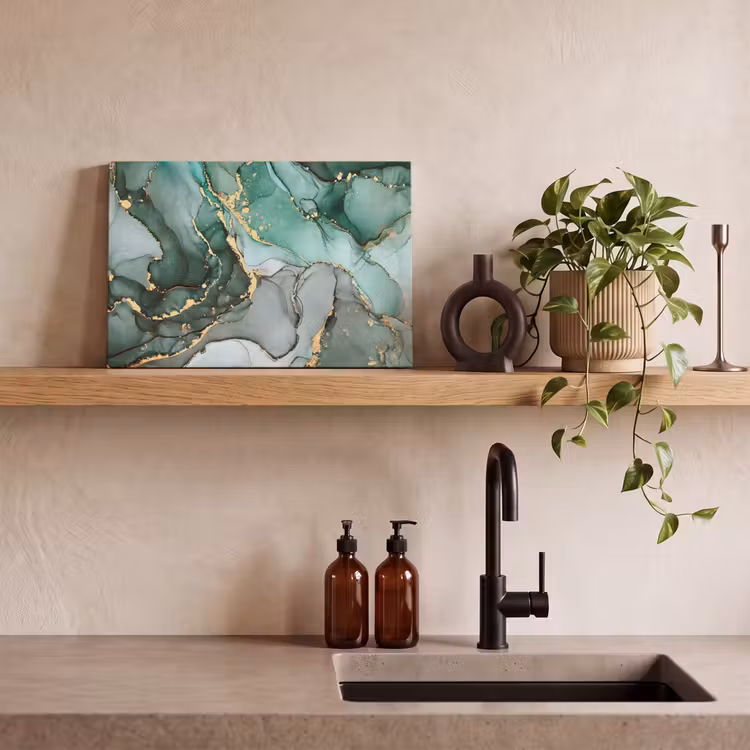 Goud - Marmer - Groen - Luxe - Marmerlook - Grijs canvas 2cm klein -sfeer3