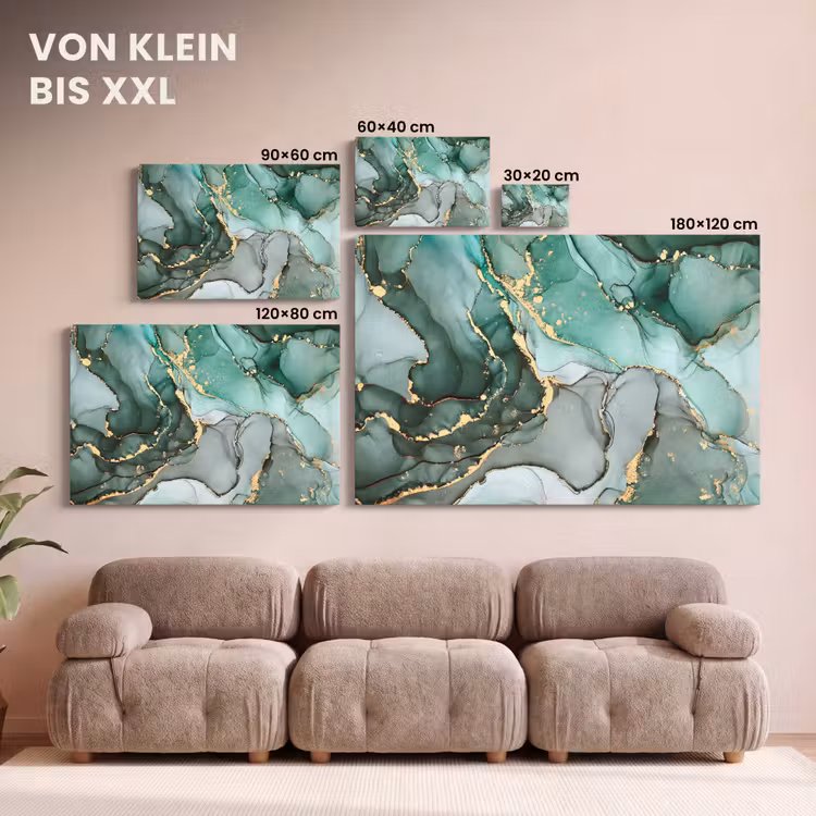Goud - Marmer - Groen - Luxe - Marmerlook - Grijs canvas 2cm klein -Xsfeer8_DE
