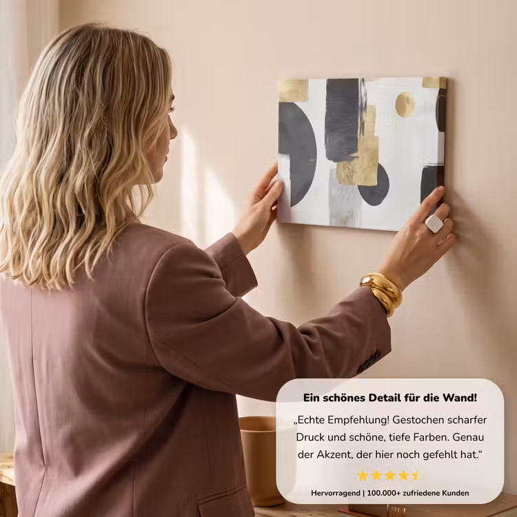 Goud - Rechthoeken - Cirkels - Abstract canvas 2cm klein -Xsfeer7_DE