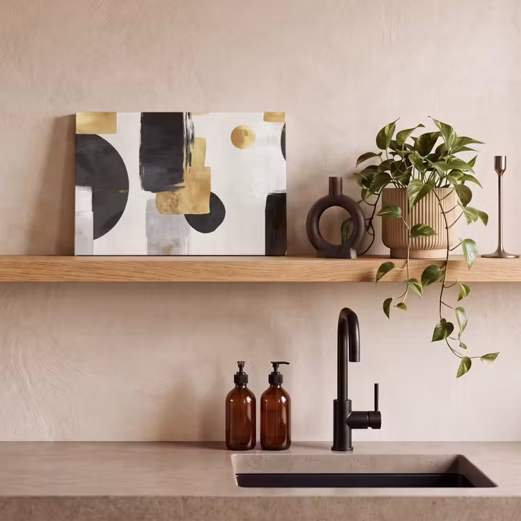Goud - Rechthoeken - Cirkels - Abstract canvas 2cm klein -sfeer3