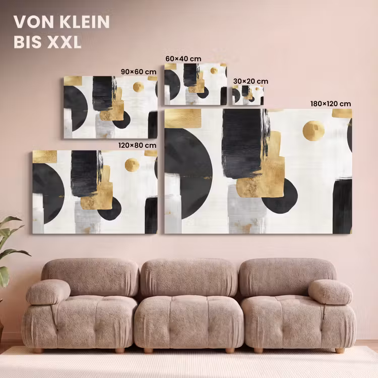 Goud - Rechthoeken - Cirkels - Abstract canvas 2cm klein -Xsfeer8_DE