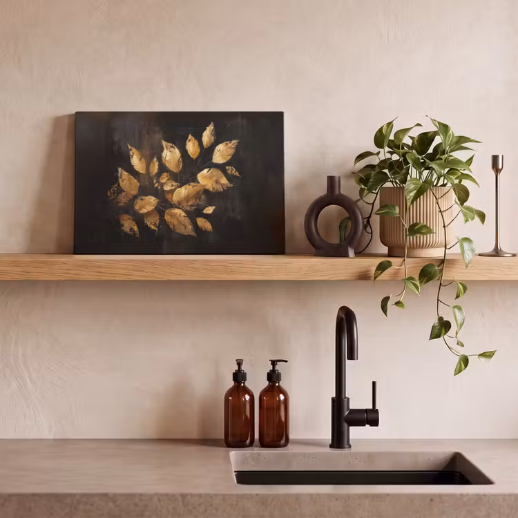 Gouden Bladeren op Donkere Achtergrond canvas 2cm klein -closeup_print_DE