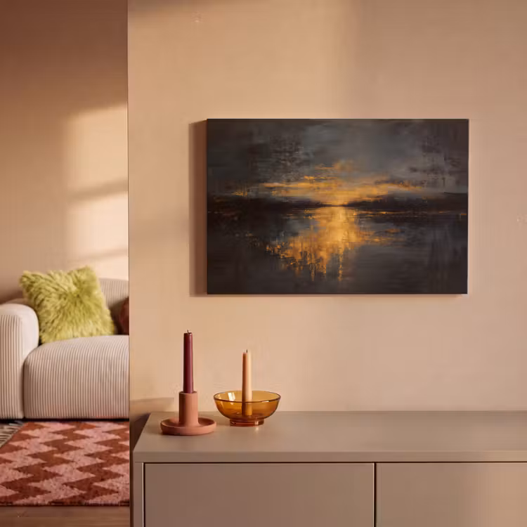 Gouden Reflectie op Water canvas 2cm klein -sfeer1