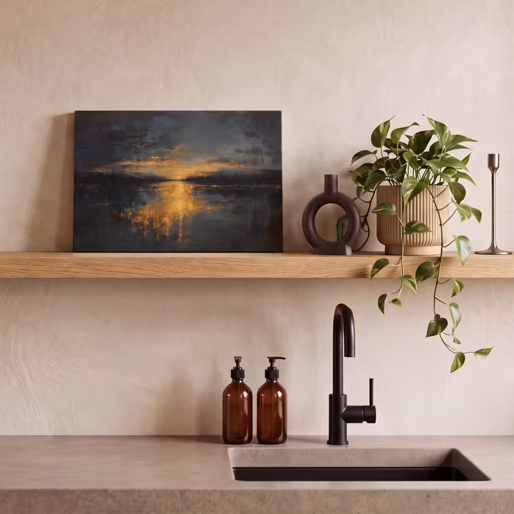 Gouden Reflectie op Water canvas 2cm klein -sfeer3