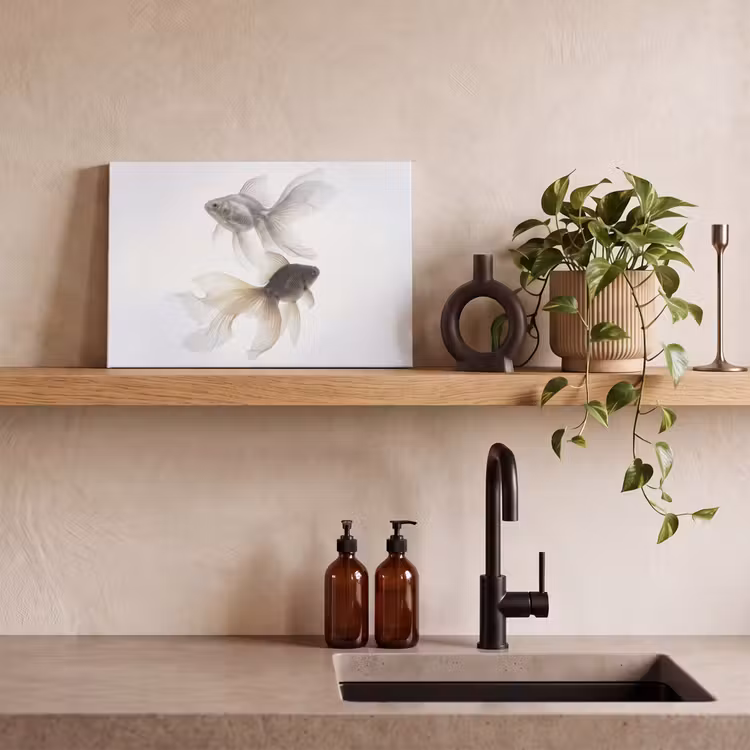 Goudvissen - Modern - Wit canvas 2cm klein -sfeer3