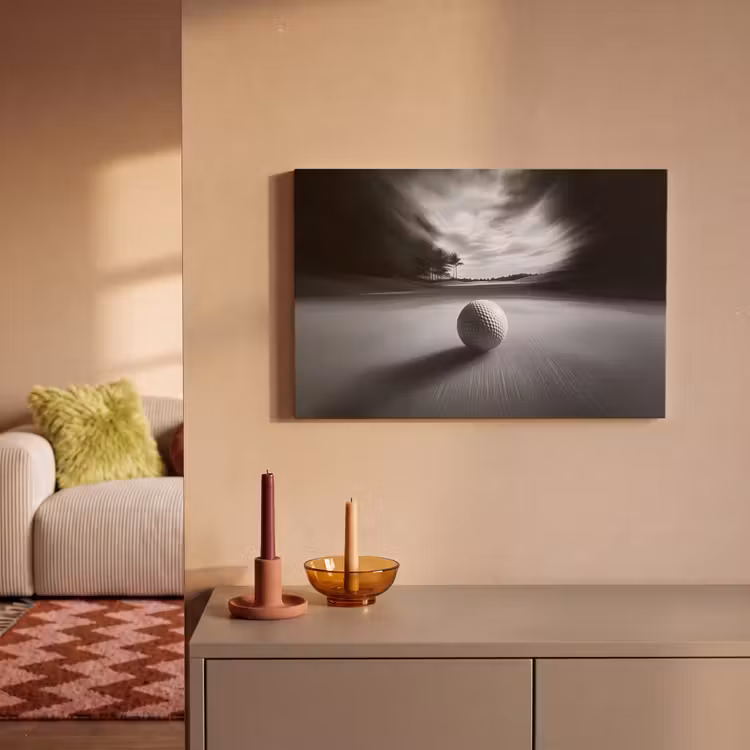 Golfbal - Wazig - Zwart canvas 2cm klein -sfeer1