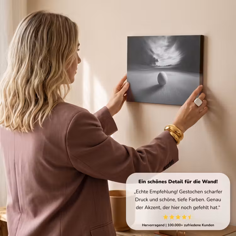 Golfbal - Wazig - Zwart canvas 2cm klein -sfeer3