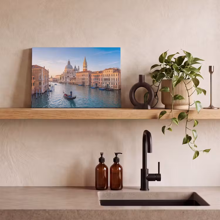 Gondel - Venetië - Kanaal - Stadsgezicht - Avondlicht canvas 2cm klein -sfeer3