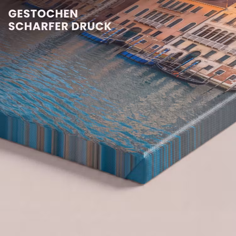 Gondel - Venetië - Kanaal - Stadsgezicht - Avondlicht canvas 2cm klein -closeup_print_DE