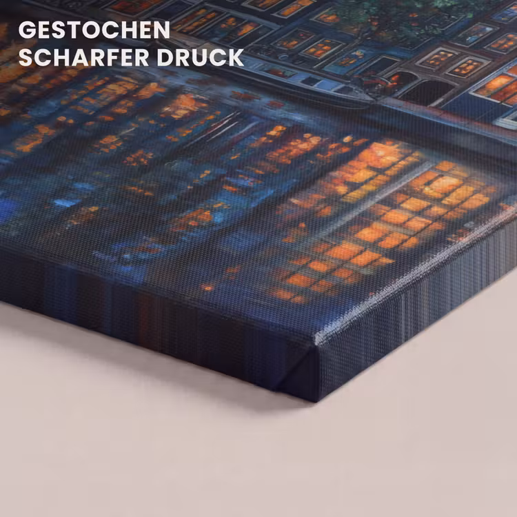 Grachten Amsterdam - Huizen - Stad - Kleurrijk canvas 2cm klein -closeup_print_DE