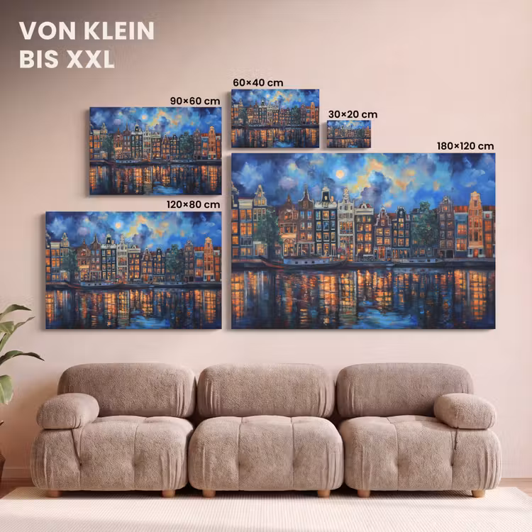 Grachten Amsterdam - Huizen - Stad - Kleurrijk canvas 2cm klein -Xsfeer8_DE