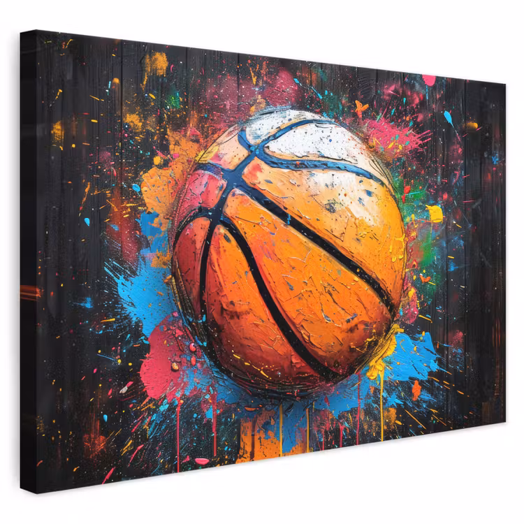 Graffiti - Basketbal - Verf - Sport canvas 2cm klein -3d