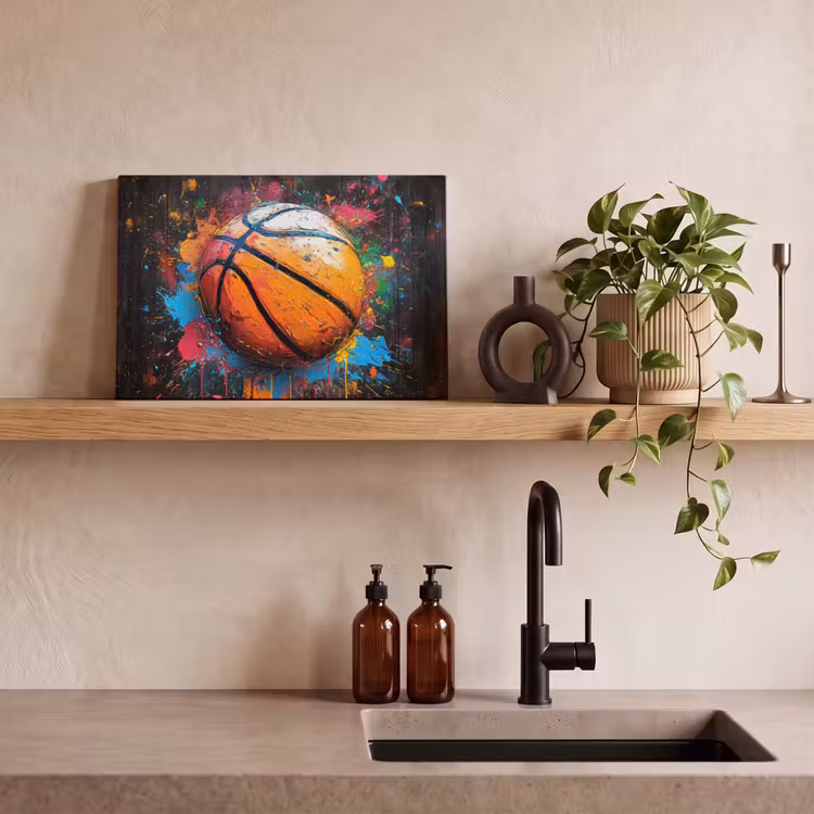 Graffiti - Basketbal - Verf - Sport canvas 2cm klein -sfeer3