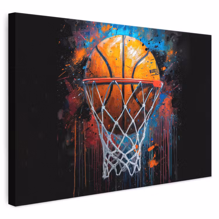 Graffiti - Basketbal - Sport - Zwart - Street art canvas 2cm klein -3d