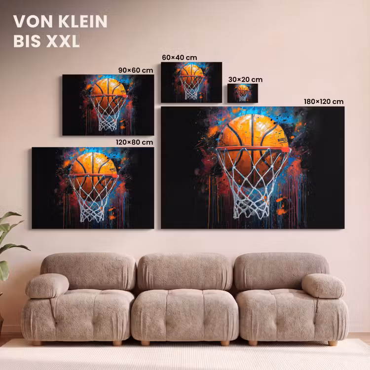 Graffiti - Basketbal - Sport - Zwart - Street art canvas 2cm klein -Xsfeer8_DE