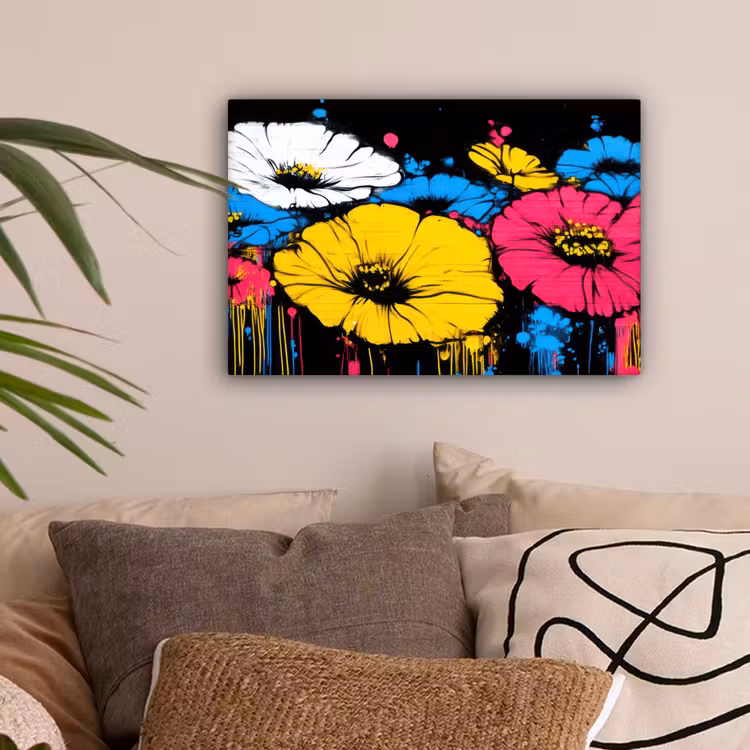 Graffiti - Bloemen - Kleur canvas 2cm klein -sfeer1