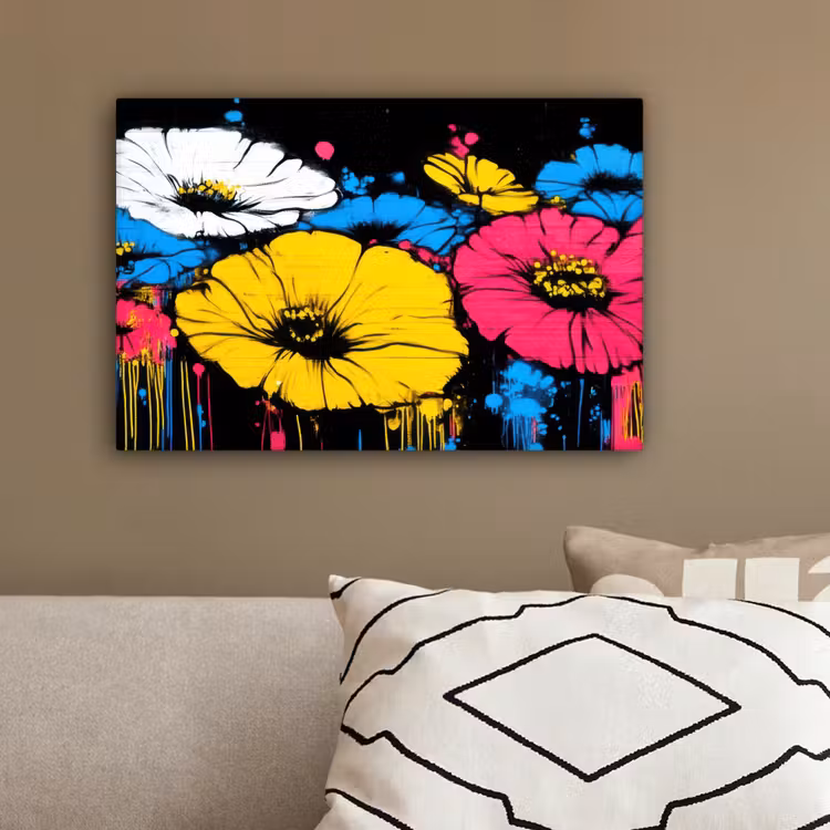 Graffiti - Bloemen - Kleur canvas 2cm klein -sfeer3