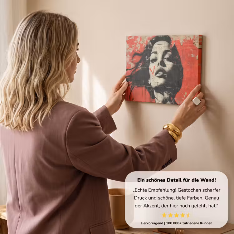 Graffiti - Vrouw - Rood - Street art - Banksy canvas 2cm klein -Xsfeer7_DE