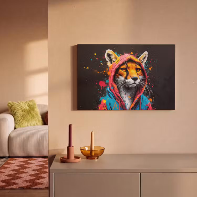 Graffiti - Vos - Jas - Pop art canvas 2cm klein -sfeer1