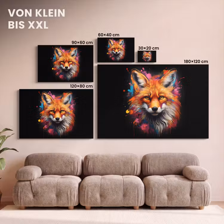Graffiti - Vos - Zwart - Pop art canvas 2cm klein -Xsfeer8_DE