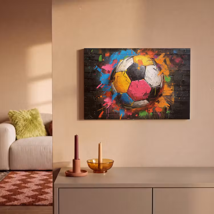 Graffiti - Voetbal - Muur - Street art - Sport canvas 2cm klein -sfeer1