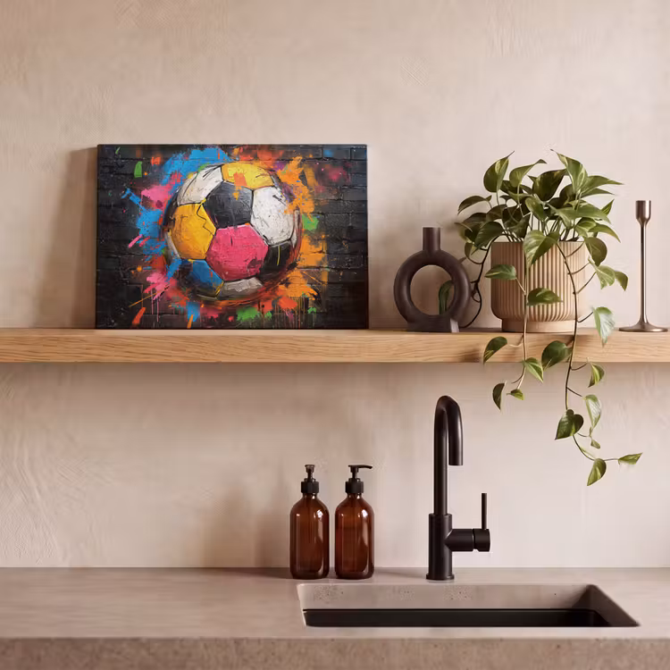Graffiti - Voetbal - Muur - Street art - Sport canvas 2cm klein -sfeer3