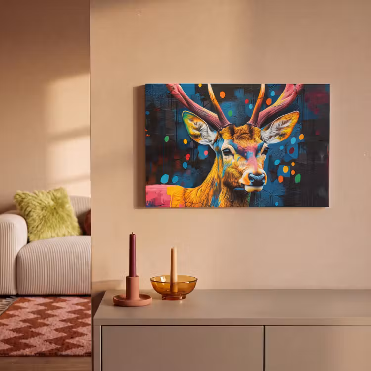 Graffiti - Hert - Dier - Kleurrijk canvas 2cm klein -sfeer1