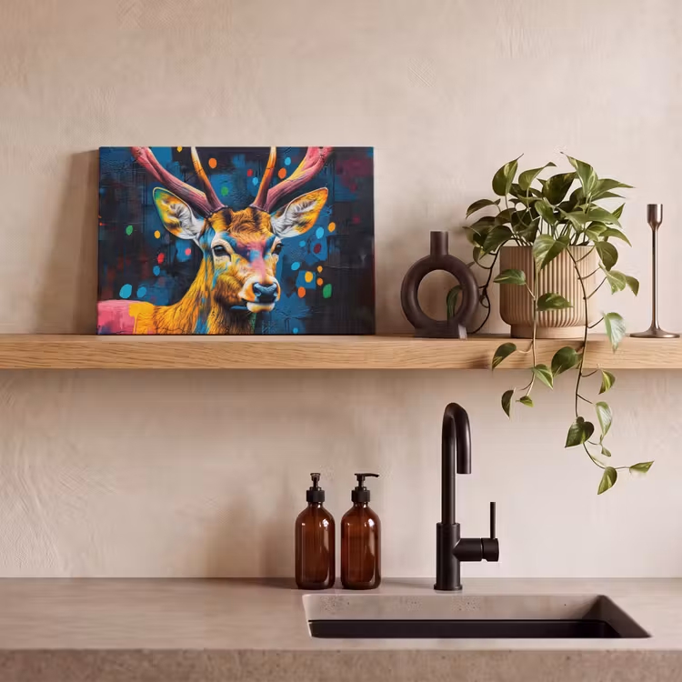 Graffiti - Hert - Dier - Kleurrijk canvas 2cm klein -sfeer3