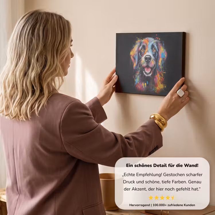 Graffiti - Hond - Zwart - Kleuren canvas 2cm klein -sfeer3