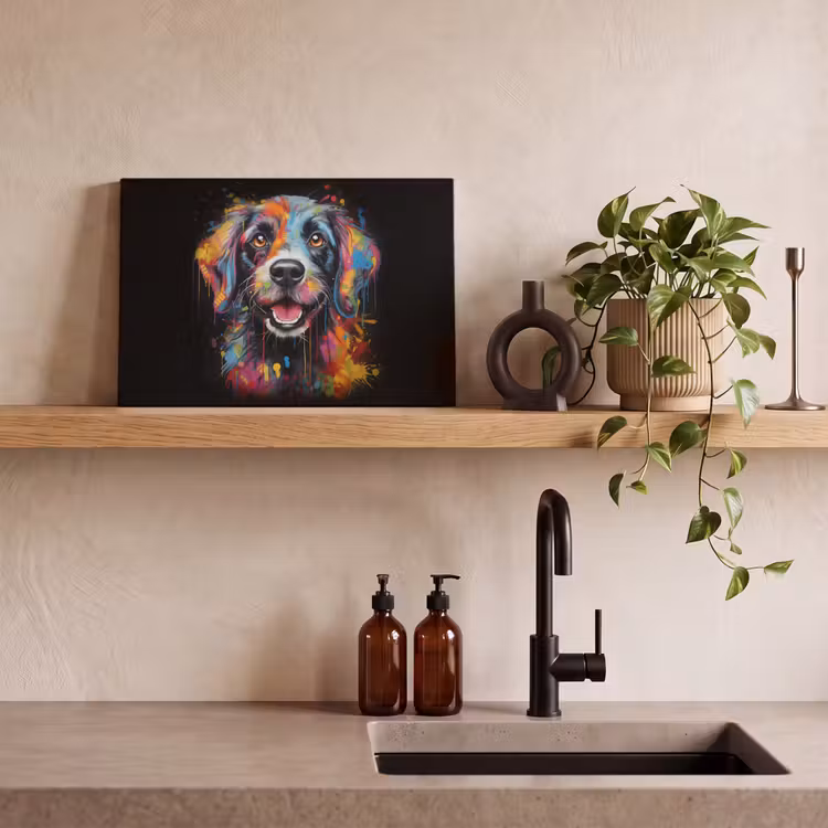 Graffiti - Hond - Zwart - Kleuren canvas 2cm klein -sfeer6