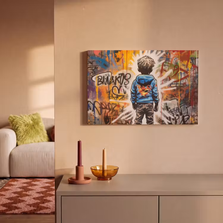 Graffiti - Jongen - Kleuren - Kunst - Street Art canvas 2cm klein -sfeer1