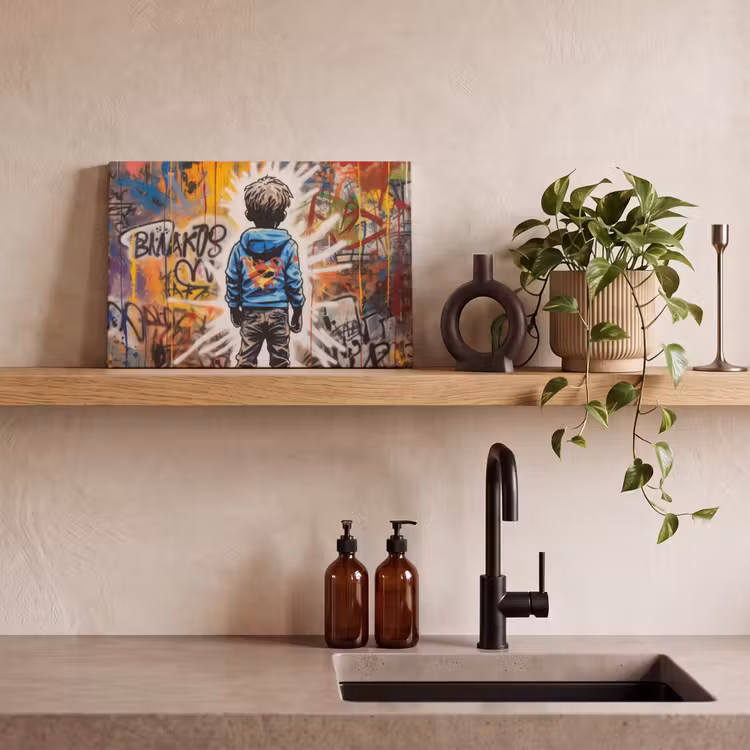 Graffiti - Jongen - Kleuren - Kunst - Street Art canvas 2cm klein -closeup_print_DE