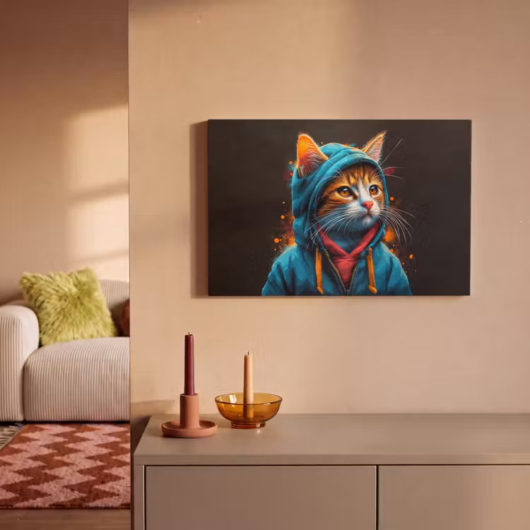 Graffiti - Kat - Zwart - Jas canvas 2cm klein -sfeer1