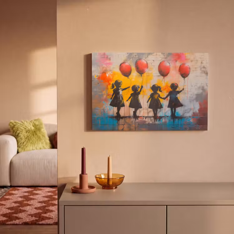 Graffiti - Kinderen - Street art - Ballon - Banksy canvas 2cm klein -sfeer1